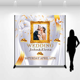 Lofaris Persoanlized Doves White Curtain Photo Wedding Backdrop